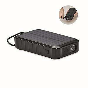 Powerbanka 8000mAh se solárním panelem, světlem a ručním dynamem