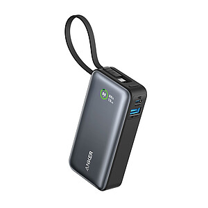Powerbanka Anker Nano 30 W, s integrovaným kabelem USB-C, černá