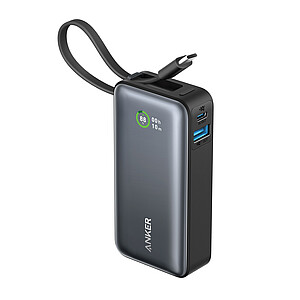 Powerbanka Anker Nano 30 W, s integrovaným kabelem USB-C, černá