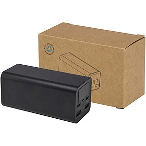Powerbanka na notebook z recyklovaného hliníku s kapacitou 20 000 mAh a výkonem 70 W, černá
