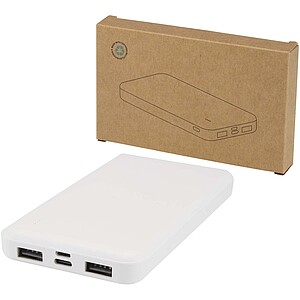 Powerbanka z recyklovaného plastu s kapacitou 10 000 mAh a výkonom 10 W, biela