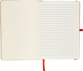 Poznámkový blok A5 s tvrdou kraftovou deskou a hliníkovou fólií na zadní straně, červená