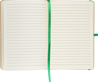 Poznámkový blok A5 s tvrdou kraftovou deskou a hliníkovou fólií na zadní straně, tmavě zelená