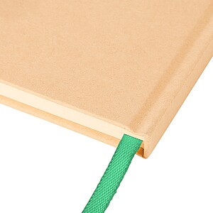 Poznámkový blok A5 s tvrdou kraftovou deskou a hliníkovou fólií na zadní straně, tmavě zelená