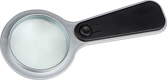 Praktická lupa na čtení s bílou LED svítilnou, černá - reklamní předměty