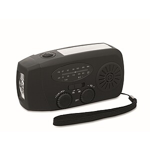 Přenosné rádio s LED svítilnou, černá