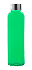 Priehľadná fľaša na pitie, 500ml, s kovovým viečkom, zelená