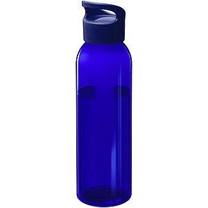 Priehľadná fľaša na pitie, 650ml, recyklovaný plast, modrá