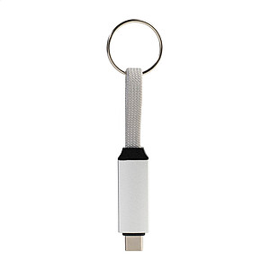 Přívěsek na klíče 60W kabel USB-C, stříbrná