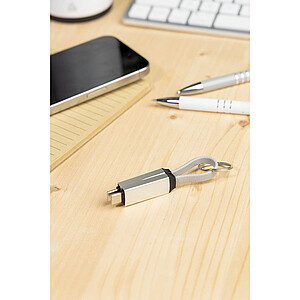 Přívěsek na klíče 60W kabel USB-C, stříbrná