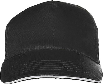 PROGRESA Pětipanelová bavlněná čepice, černá - reklamní kšiltovky