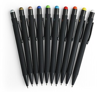 Propiska s černým pogumovaným tělem, světle modrá