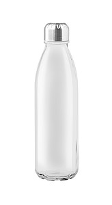 Průhledná skleněná láhev na pití, 650ml, bílá