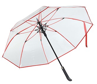 Průhledný deštník s barevným žebrováním, O103 cm, červená