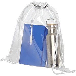 Průhledný PVC batůžek, s bílými šňůrkami