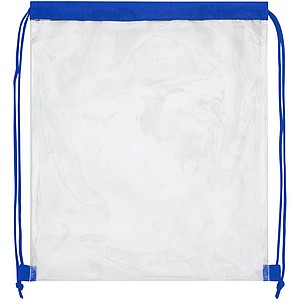 Průhledný PVC batůžek, s modrými šňůrkami