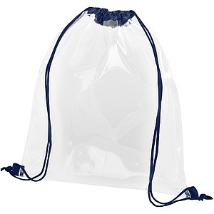 Průhledný PVC batůžek, s navy šňůrkami