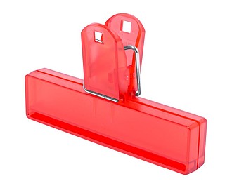 Průsvitný plastový klip na uzavření obalu, červená