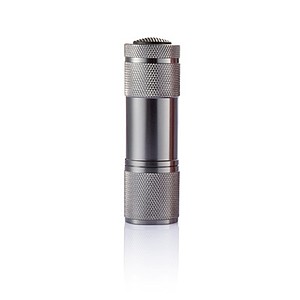 QUATRO Malá baterka so šnúrkou, 9 LED, sivá