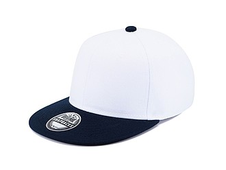 RARAKU Šestipanelová kšiltovka s rovným kšiltem, bílá/námořní modrá