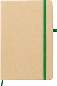 RODRIGEZ Zápisník A5 linkovaný, 80 strán, papier z kameňového prachu, stredne zelený