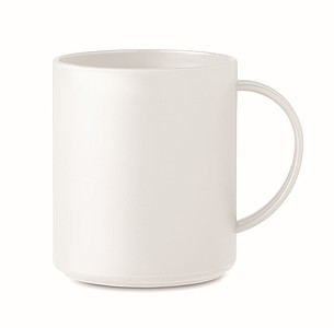 Rovný plastový hrnček, objem 300ml, biela