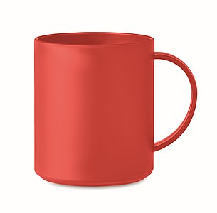 Rovný plastový hrnček, objem 300ml, červená