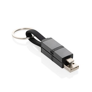Rýchly nabíjací kábel Terra 4v1 60W z recyklovaného hliníka, sivá