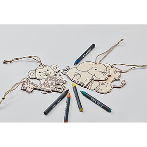 Sada 4 dřevěných visaček ve tvaru zvířátka na malování, bílá