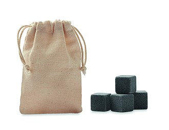Sada 4 kamenných kostek v bavlněném sáčku - reklamní předměty