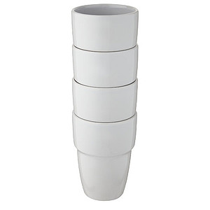 Sada 4 keramických stohovatelných hrnků, 280ml, bílá