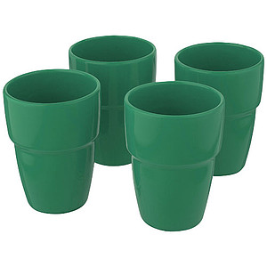 Sada 4 keramických stohovatelných hrnků, 280ml, zelená