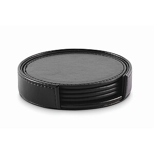 Sada 4 PU podložiek pod poháre, čierna