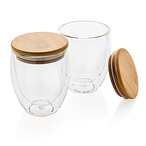 Sada dvoch pohárov s dvojitou úpravou z borosilikátového skla, objem 250ml, stredne hnedá