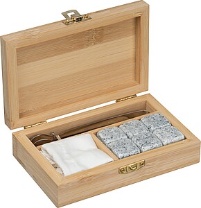 Sada kociek ľadu v bambusovej krabičke, béžová