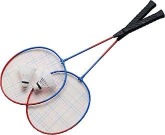 Sada na badminton, dvě rakety a dva košíky v černém obalu - reklamní předměty