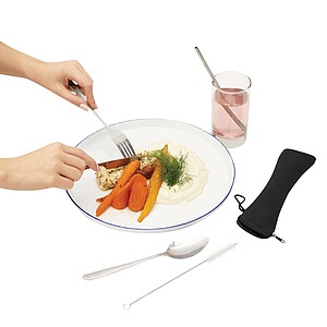 Sada příborů z nerezové oceli, černá/stříbrná