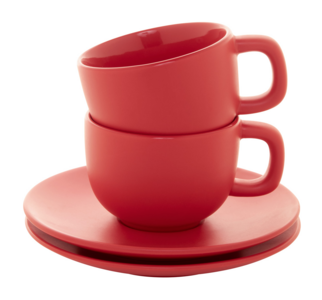 Sada šálků na cappuccino 200 ml, červená