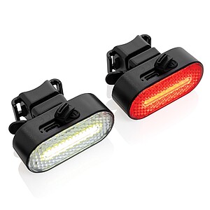 Sada USB nabíjacích svetiel na bicykel Lumino z RCS plastu, čierna