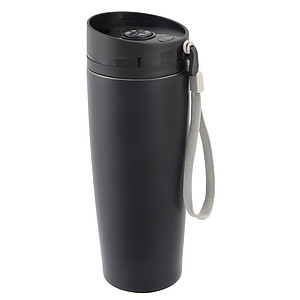 SAGVAN Nerezový cestovný termohrnček, 380 ml, čierny
