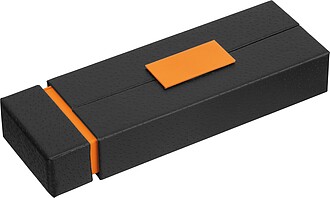 SANDARA Kovová psací sada kuličkového pera a rolleru, modrá náplň, oranžová