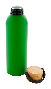 SANGAY Hliníková sportovní láhev s bambusovým víčkem, 600 ml, zelená