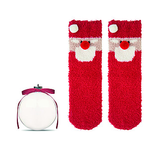 Santa ponožky ve vánoční kouli, červená