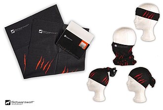 SCHWARZWOLF BANDANA Multifunkčný šál z mikrovlákna, čierna/červená