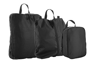 SCHWARZWOLF KIOTARI Súprava 3 čiernych organizérov na oblečenie - tašky s potiskem