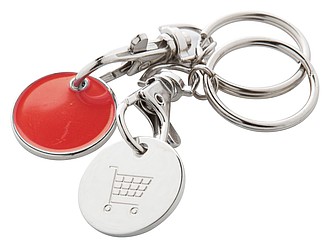 SERINO Kovový přívěsek na klíče s žetonem do nákupního vozíku, červený - klíčenky s potiskem