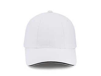 Šestipanelová kšiltovka se sandwich kšiltem, bílá