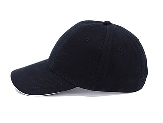 Šestipanelová kšiltovka se sandwich kšiltem, černá