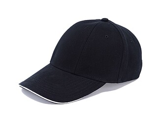 Šestipanelová kšiltovka se sandwich kšiltem, černá