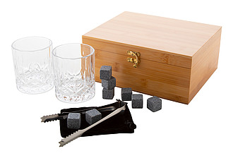 Set na whiskey v bambusové krabici